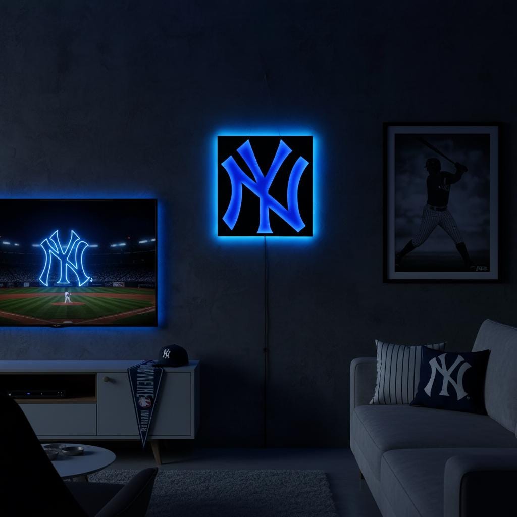 New York Yankees Wall Art - Baseball Team Logo - Game Room Decor Gift