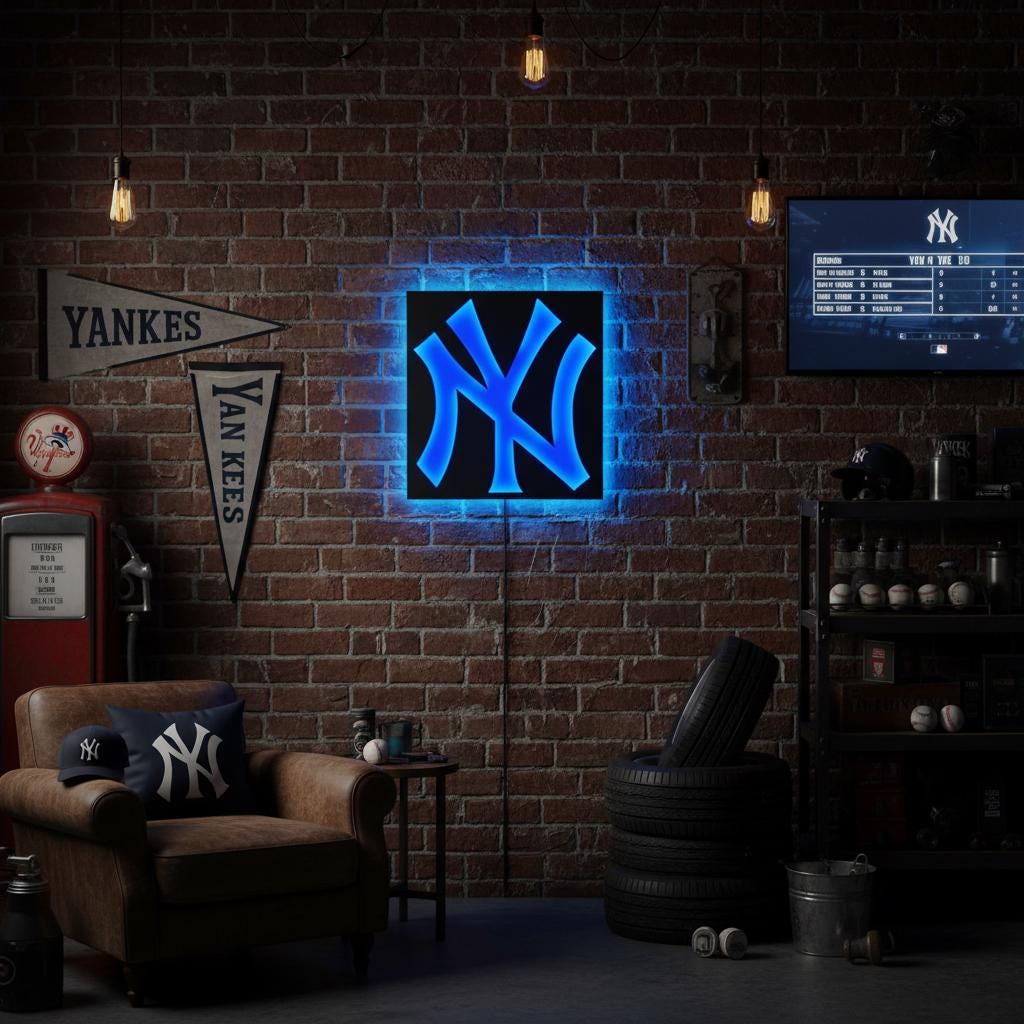 New York Yankees Wall Art - Baseball Team Logo - Game Room Decor Gift