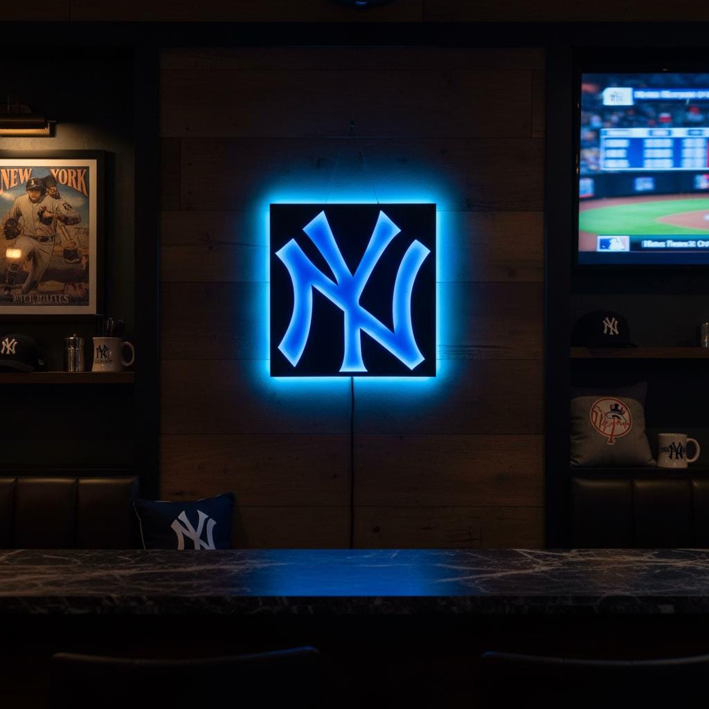 New York Yankees Wall Art - Baseball Team Logo - Game Room Decor Gift
