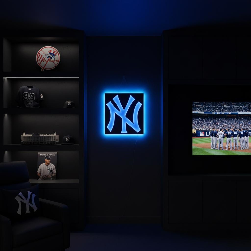 New York Yankees Wall Art - Baseball Team Logo - Game Room Decor Gift