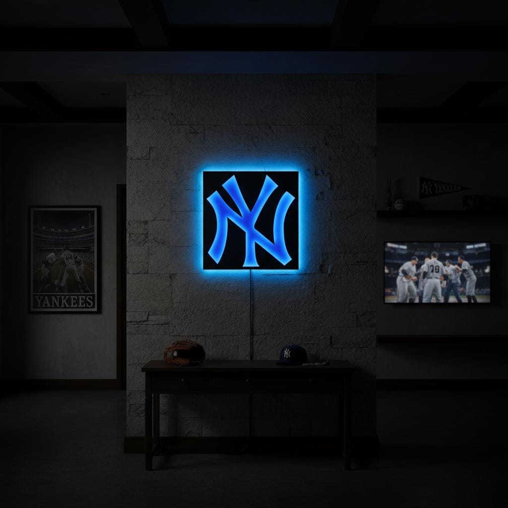 New York Yankees Wall Art - Baseball Team Logo - Game Room Decor Gift