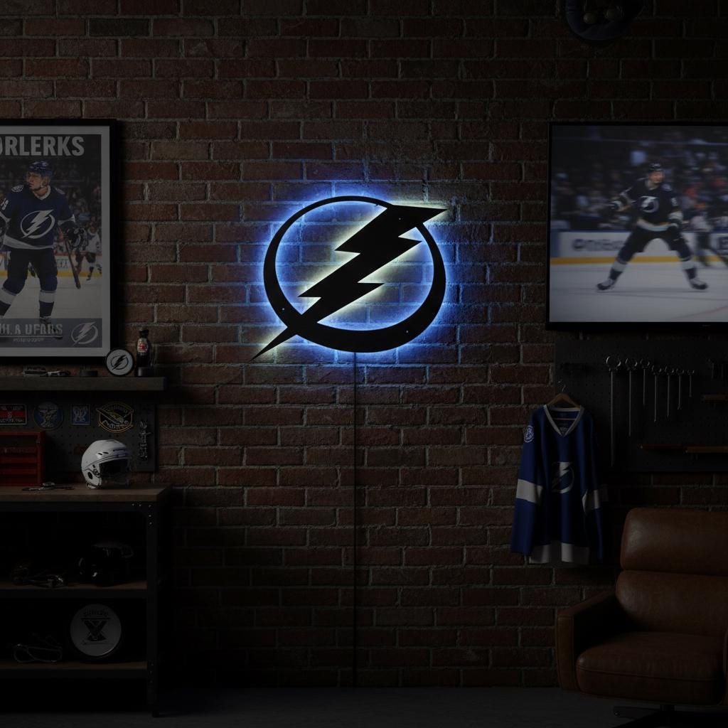 Tampa Bay Lightning Wall Art - NHL Hockey Team Logo Game Room Decor