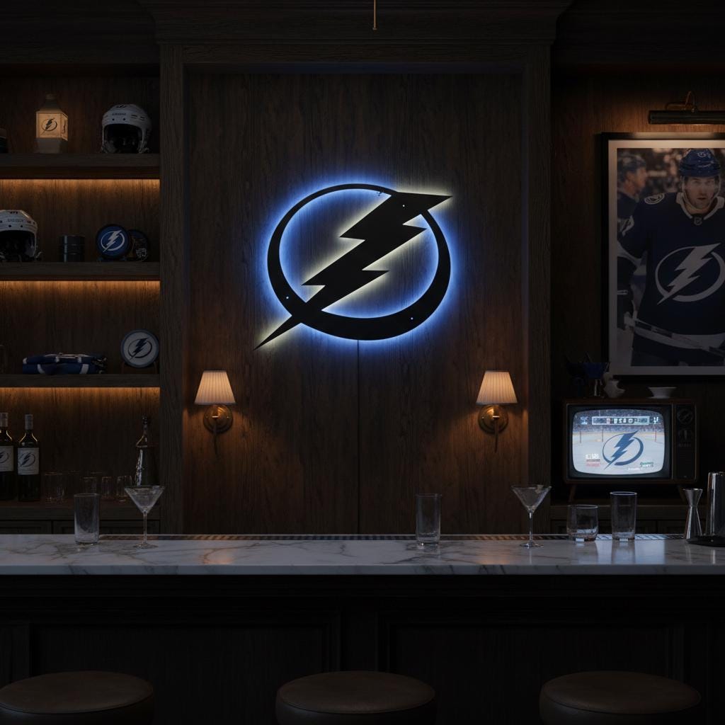 Tampa Bay Lightning Wall Art - NHL Hockey Team Logo Game Room Decor