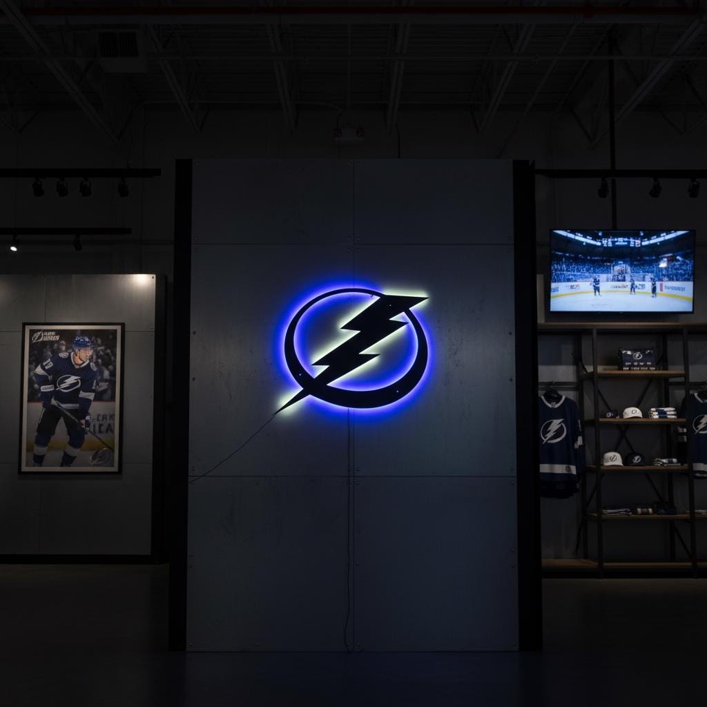 Tampa Bay Lightning Wall Art - NHL Hockey Team Logo Game Room Decor