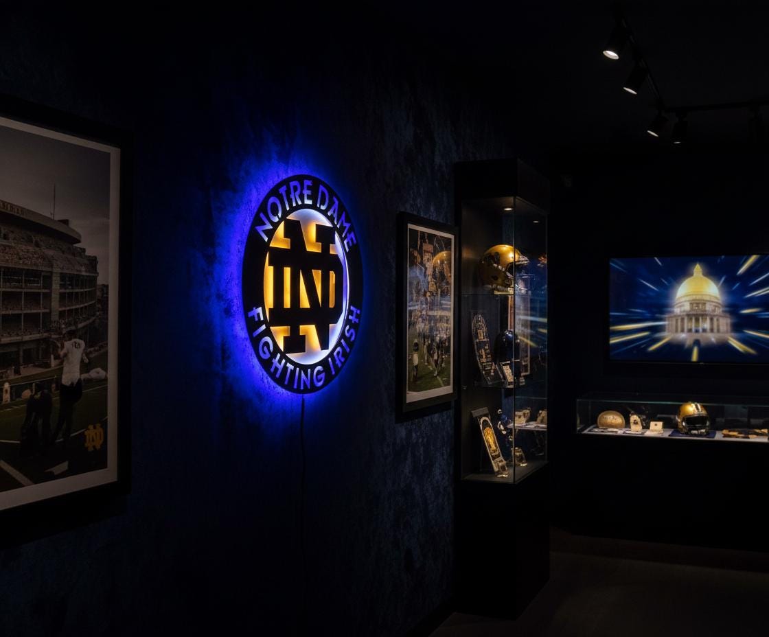 Notre Dame Wall Art - Fighting Irish Logo Game Room Decor Man Cave Gift