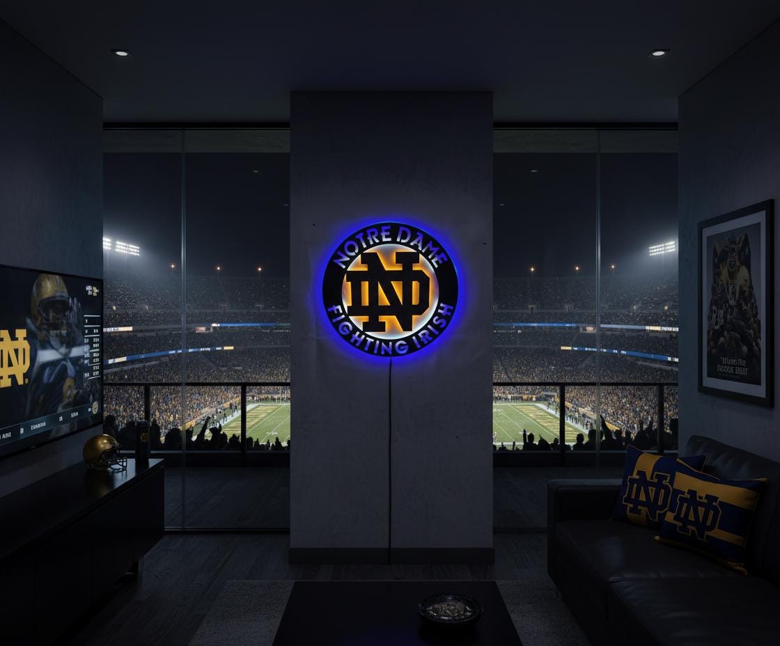 Notre Dame Wall Art - Fighting Irish Logo Game Room Decor Man Cave Gift