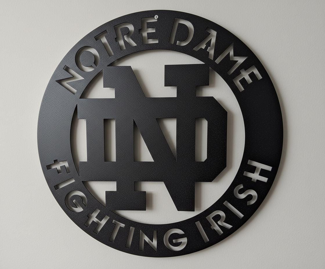 Notre Dame Wall Art - Fighting Irish Logo Game Room Decor Man Cave Gift