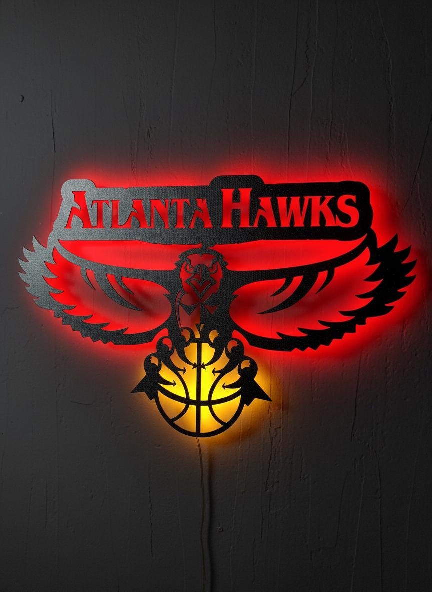 Atlanta Hawks Wall Art - Official Team Logo Basketball Game Room Decor