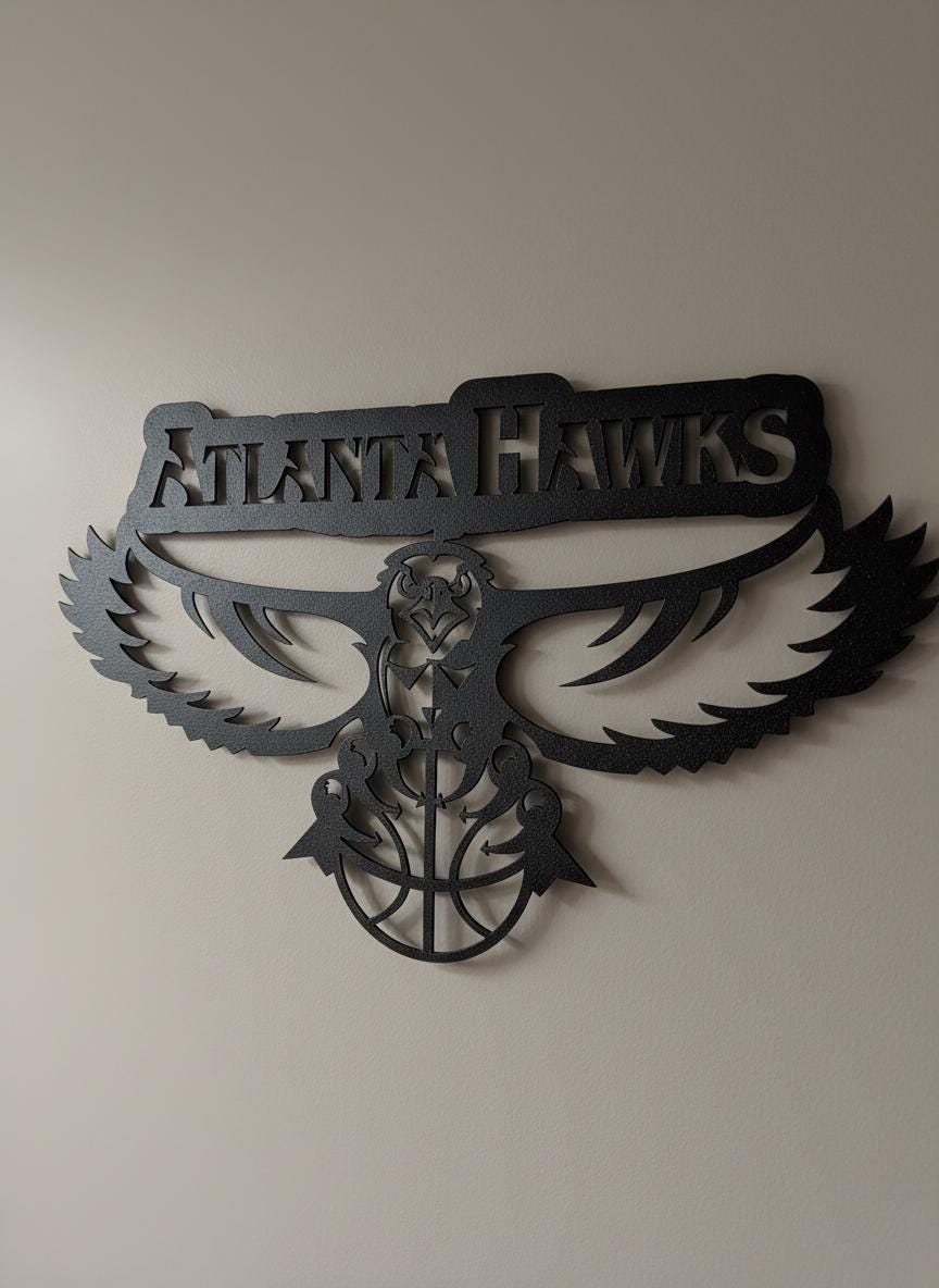 Atlanta Hawks Wall Art - Official Team Logo Basketball Game Room Decor