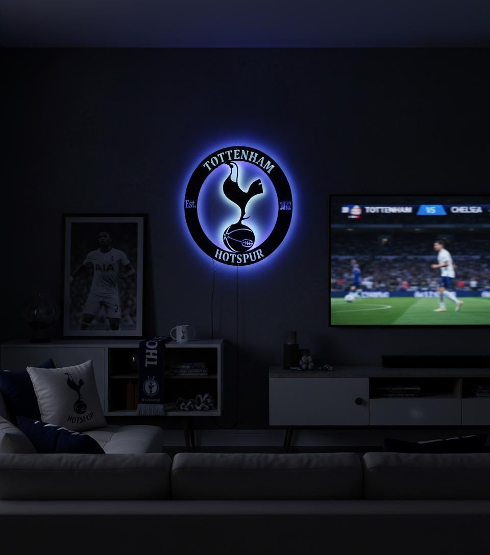 Tottenham Wall Art - Spurs Team Logo Football Club Decor - Game Room Gift