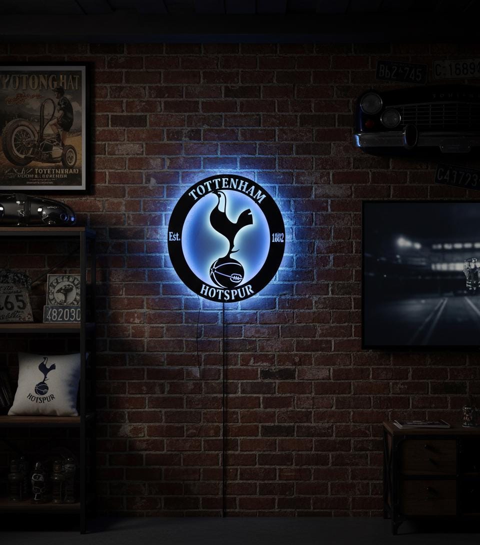 Tottenham Wall Art - Spurs Team Logo Football Club Decor - Game Room Gift