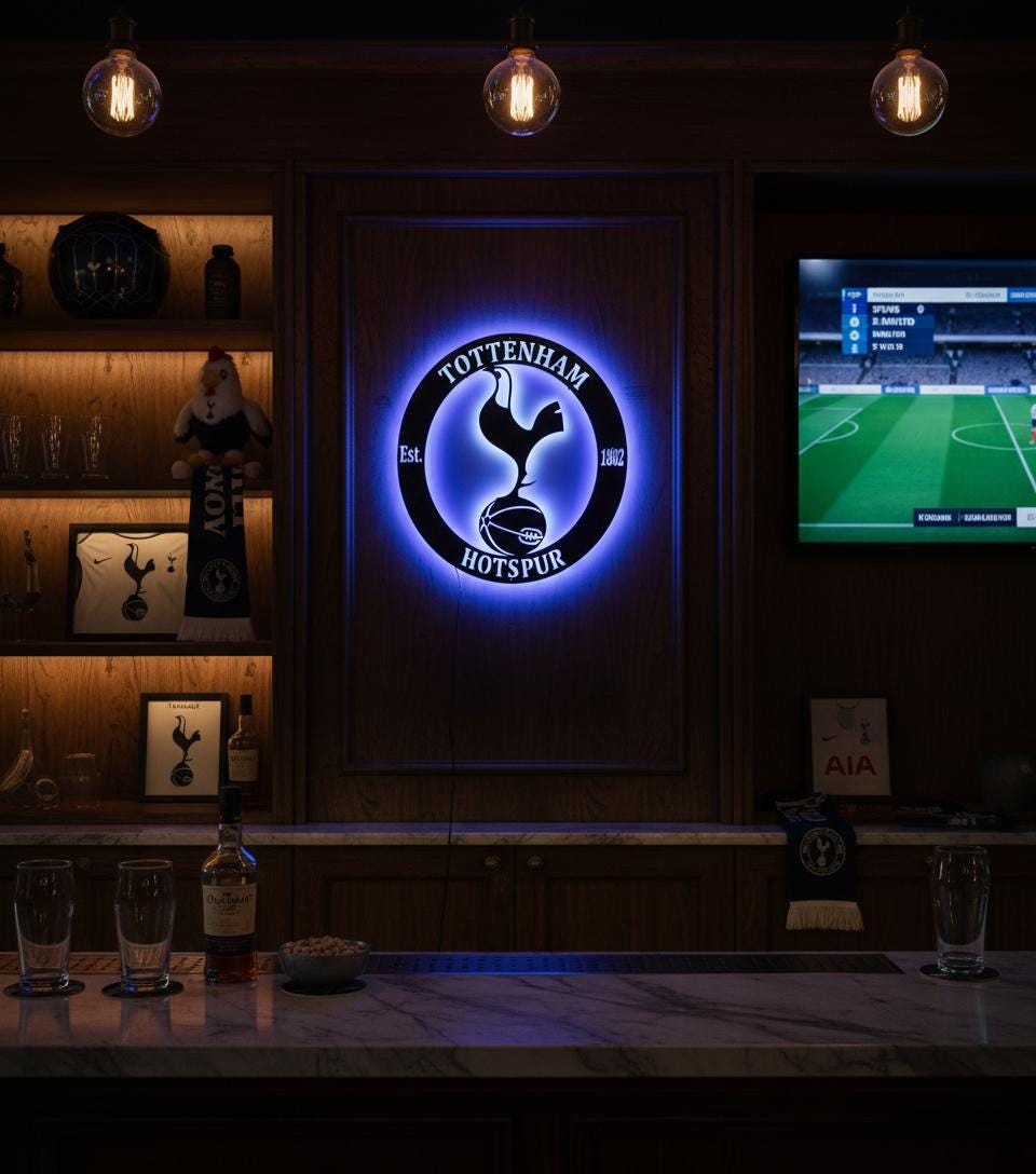 Tottenham Wall Art - Spurs Team Logo Football Club Decor - Game Room Gift