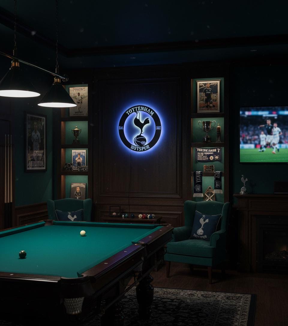 Tottenham Wall Art - Spurs Team Logo Football Club Decor - Game Room Gift