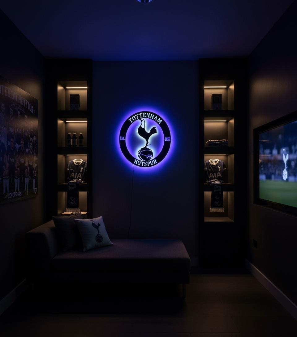 Tottenham Wall Art - Spurs Team Logo Football Club Decor - Game Room Gift