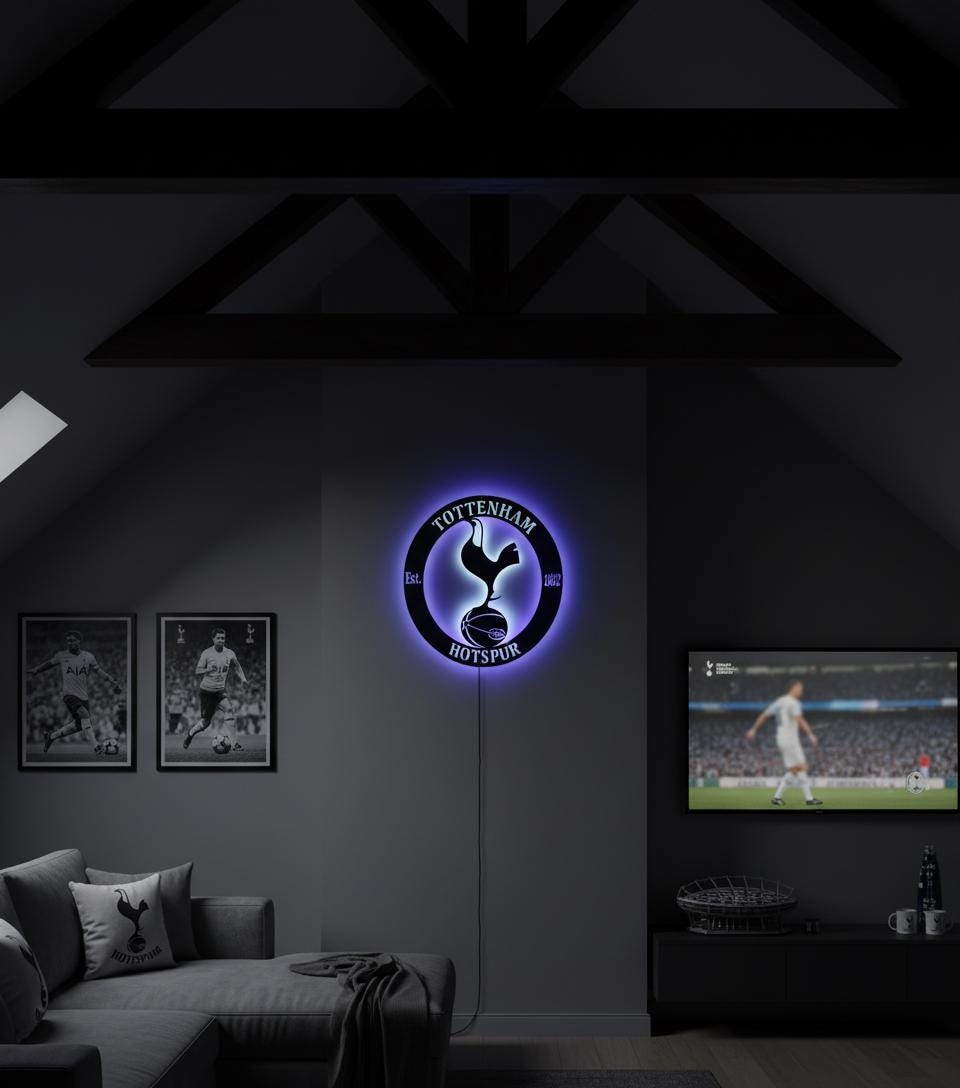Tottenham Wall Art - Spurs Team Logo Football Club Decor - Game Room Gift