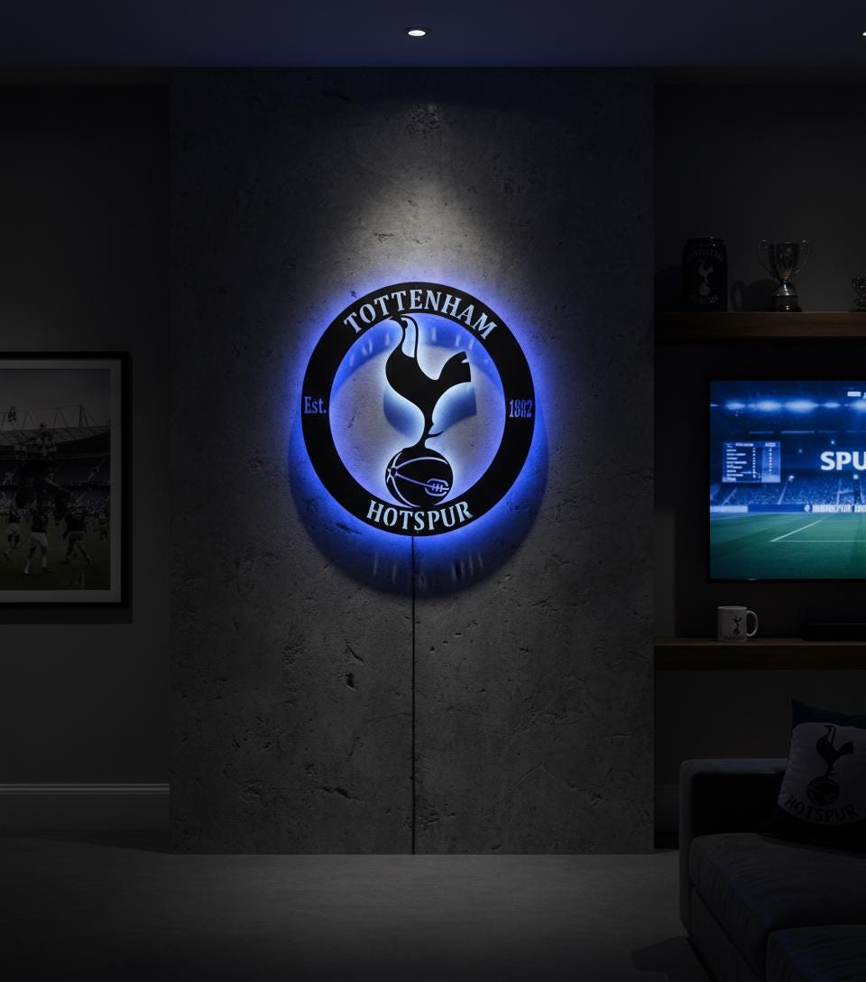 Tottenham Wall Art - Spurs Team Logo Football Club Decor - Game Room Gift