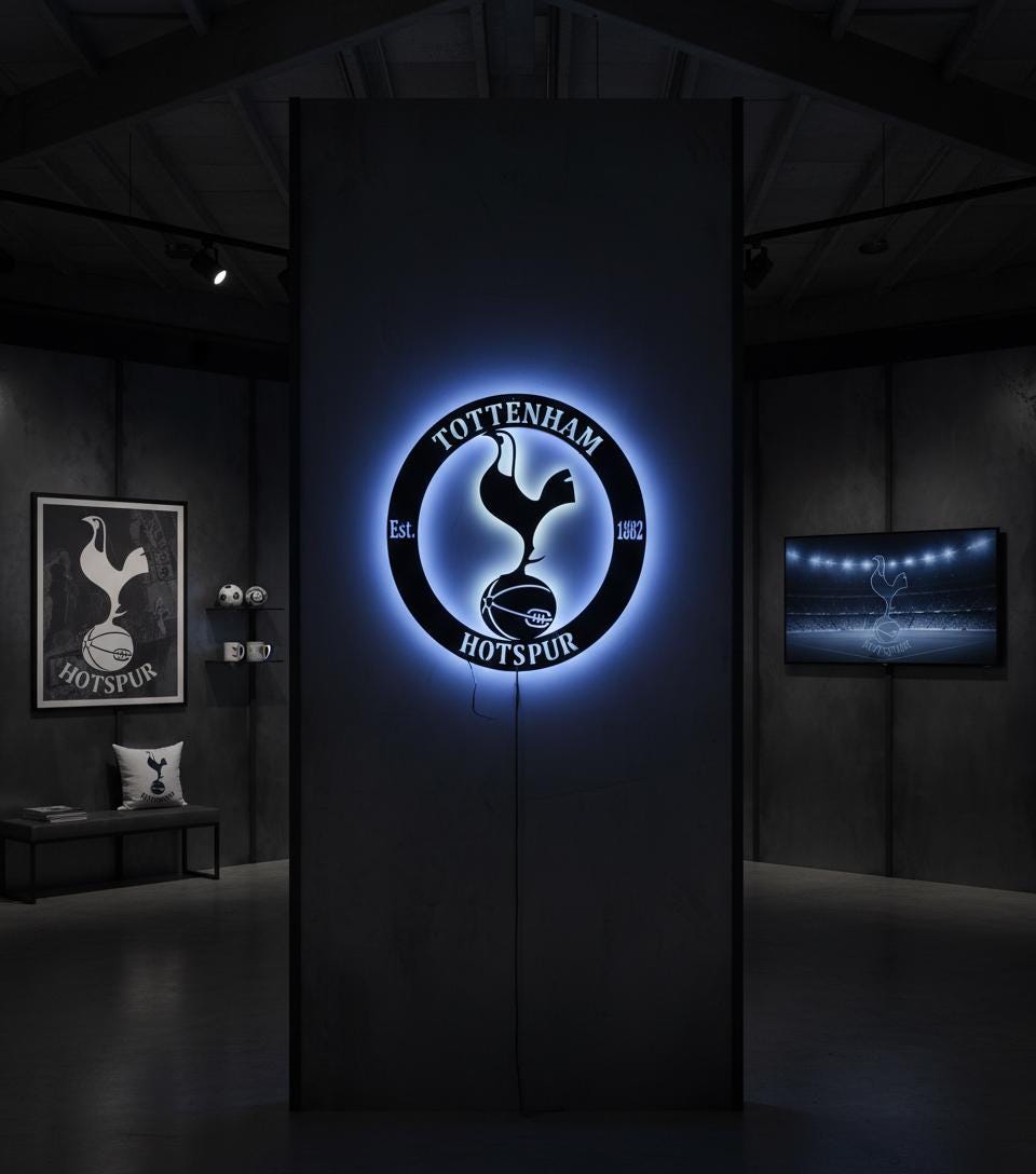 Tottenham Wall Art - Spurs Team Logo Football Club Decor - Game Room Gift