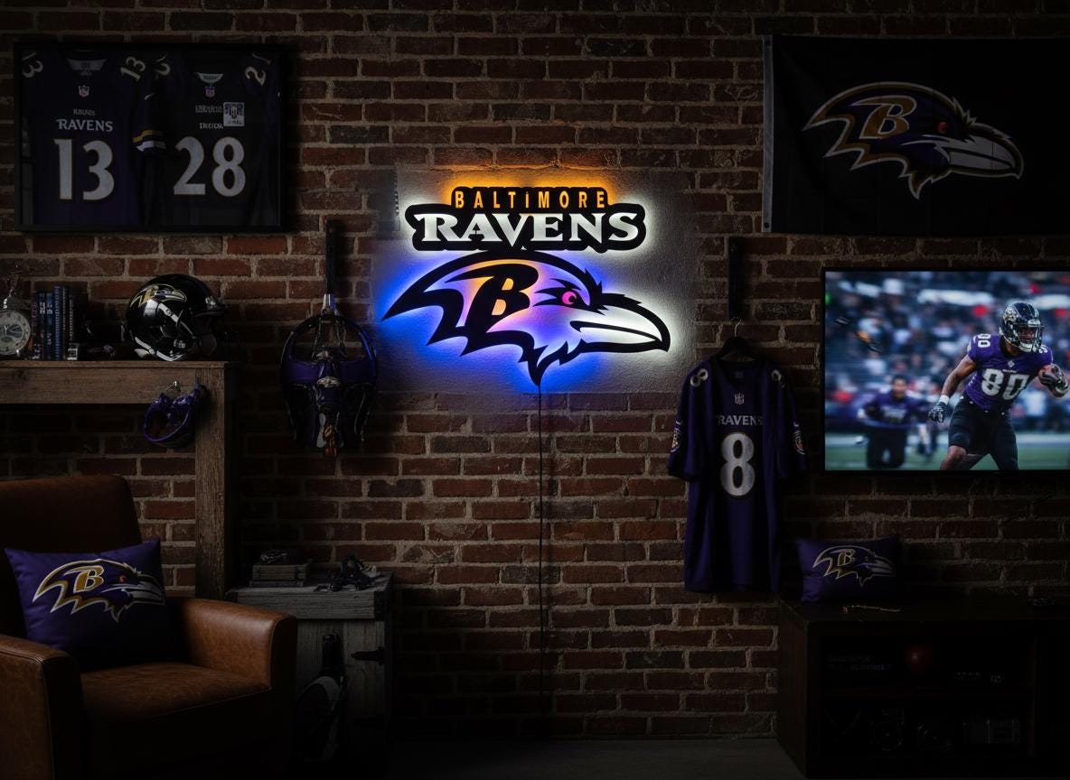 Baltimore Ravens Wall Art - NFL Football Logo Man Cave & Game Room Decor