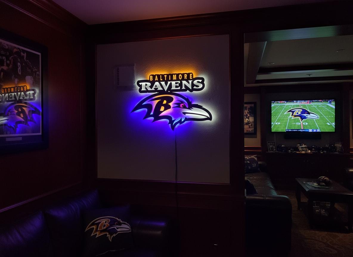 Baltimore Ravens Wall Art - NFL Football Logo Man Cave & Game Room Decor