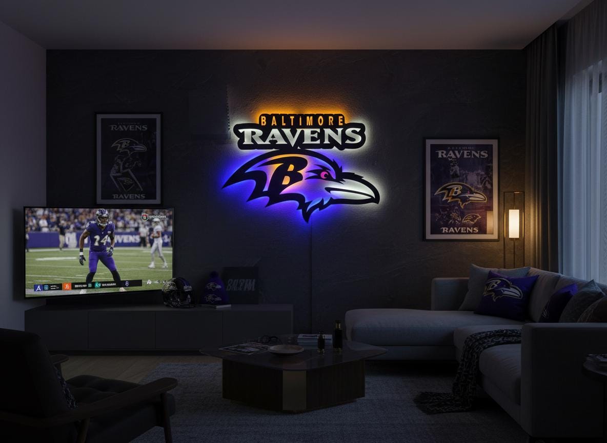 Baltimore Ravens Wall Art - NFL Football Logo Man Cave & Game Room Decor