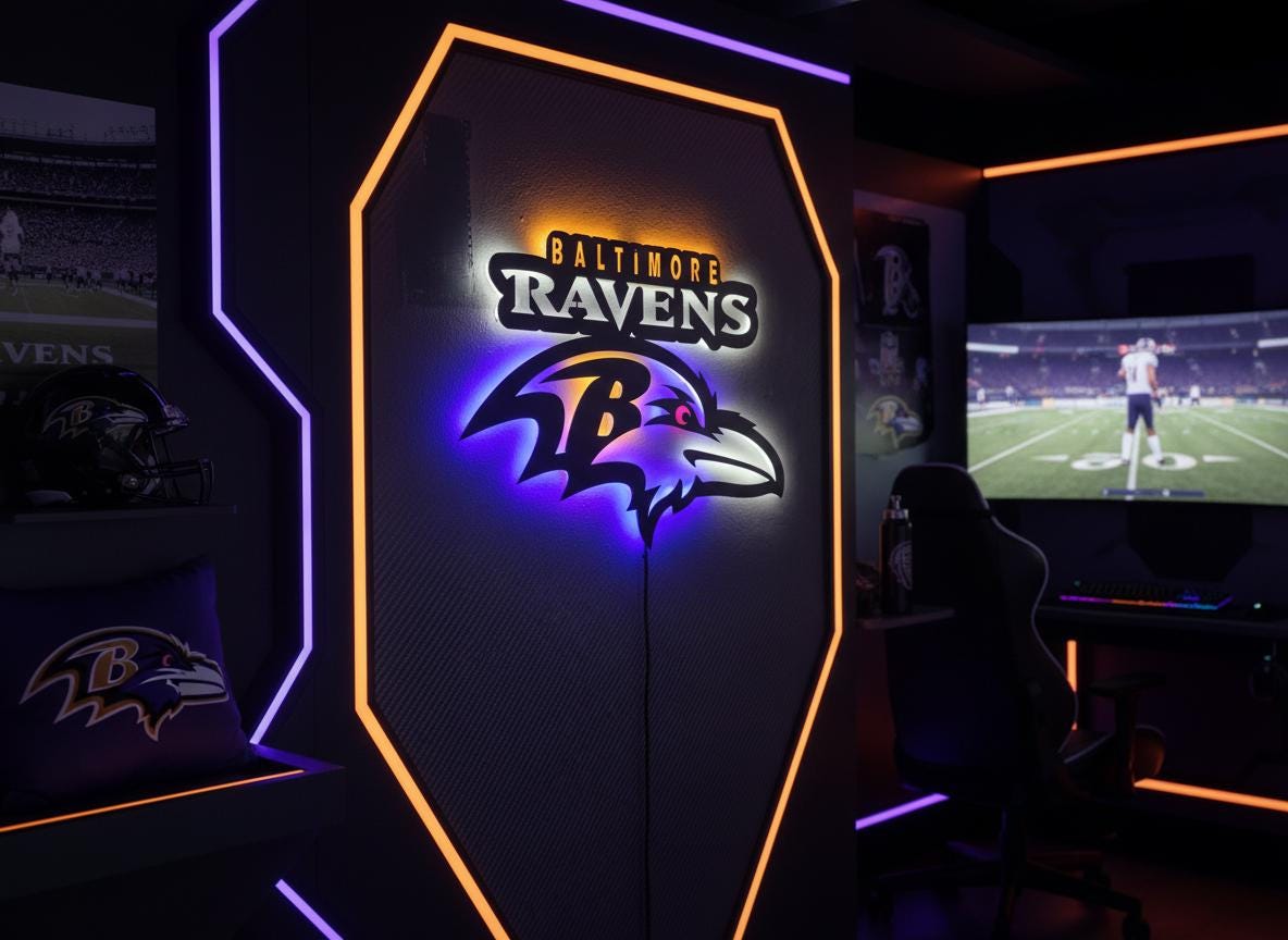 Baltimore Ravens Wall Art - NFL Football Logo Man Cave & Game Room Decor