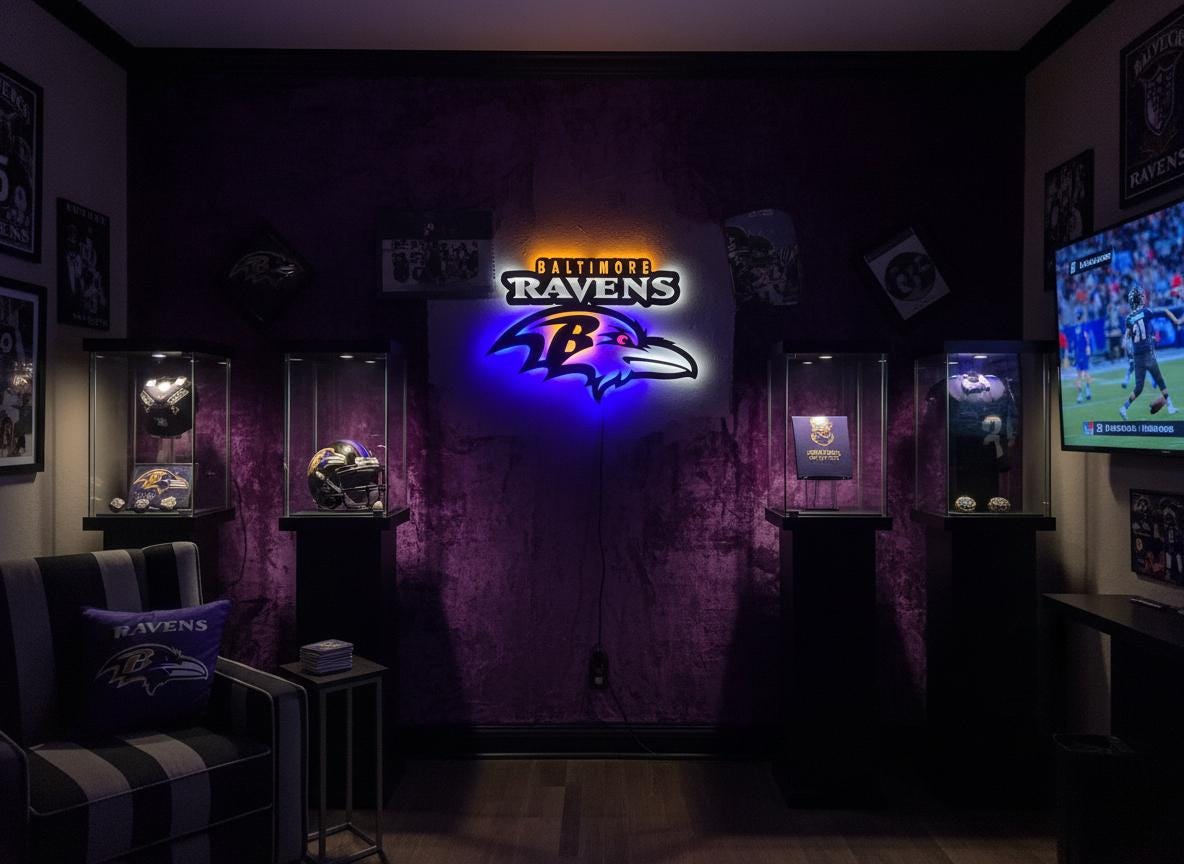 Baltimore Ravens Wall Art - NFL Football Logo Man Cave & Game Room Decor