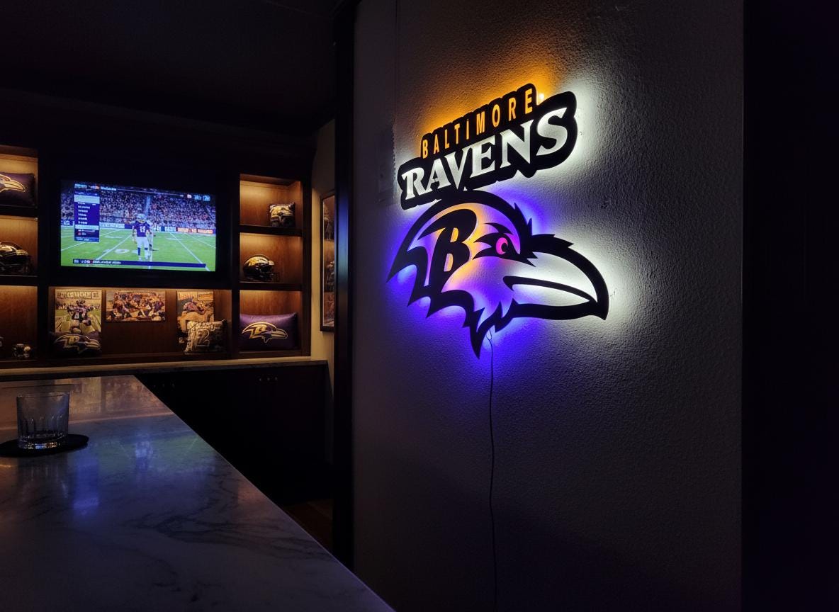 Baltimore Ravens Wall Art - NFL Football Logo Man Cave & Game Room Decor