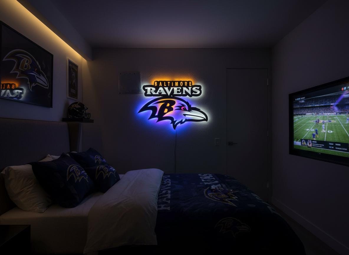 Baltimore Ravens Wall Art - NFL Football Logo Man Cave & Game Room Decor