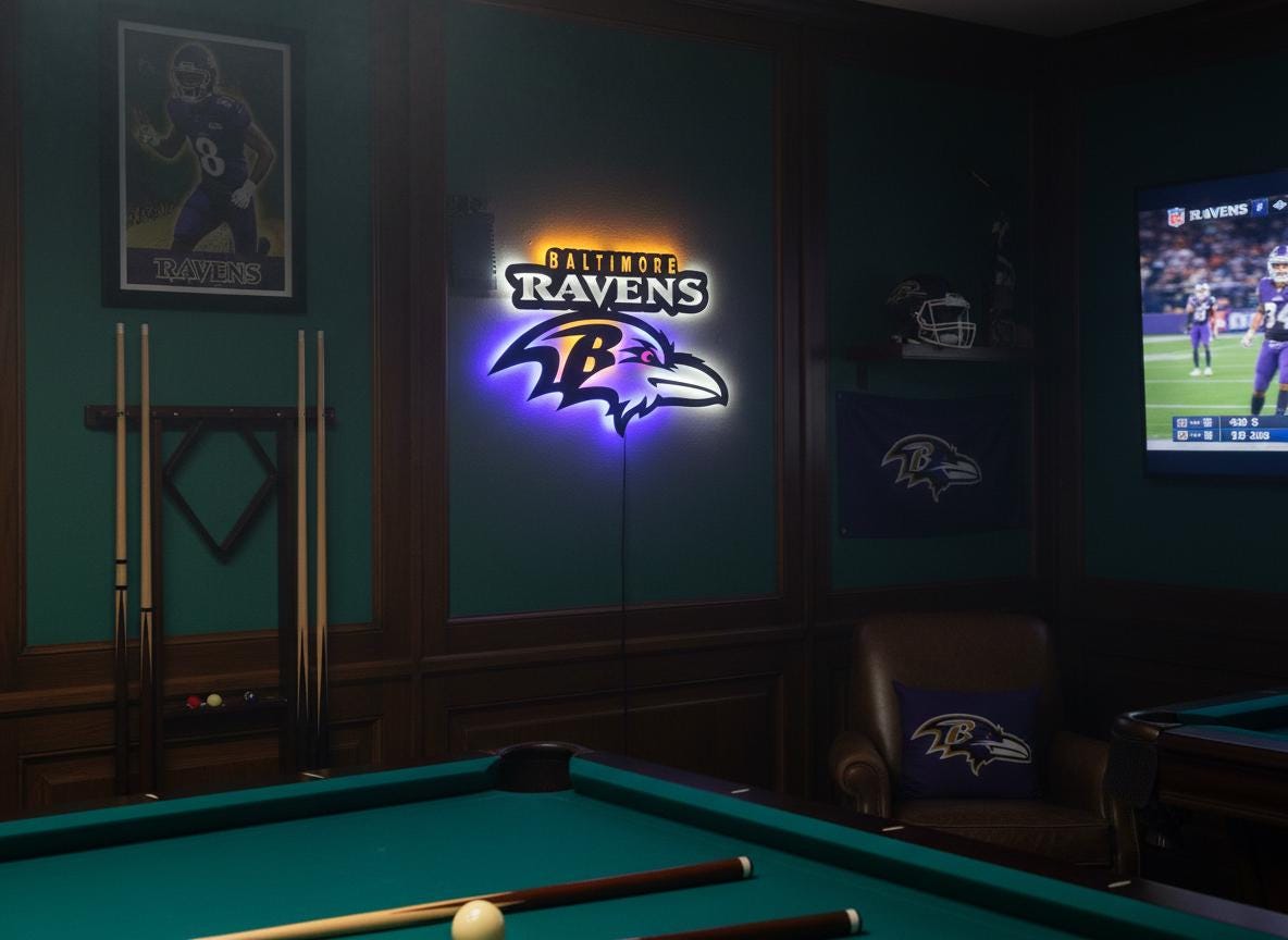 Baltimore Ravens Wall Art - NFL Football Logo Man Cave & Game Room Decor