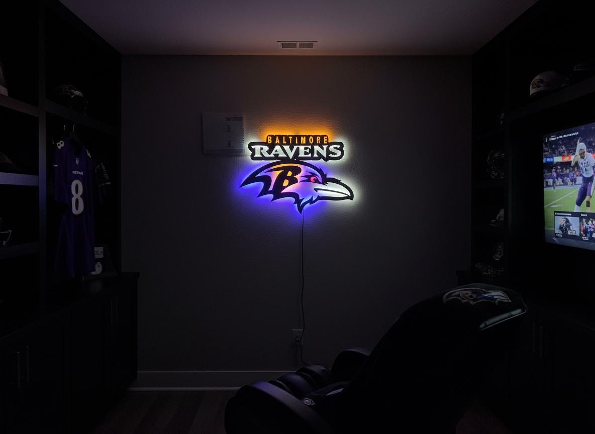 Baltimore Ravens Wall Art - NFL Football Logo Man Cave & Game Room Decor