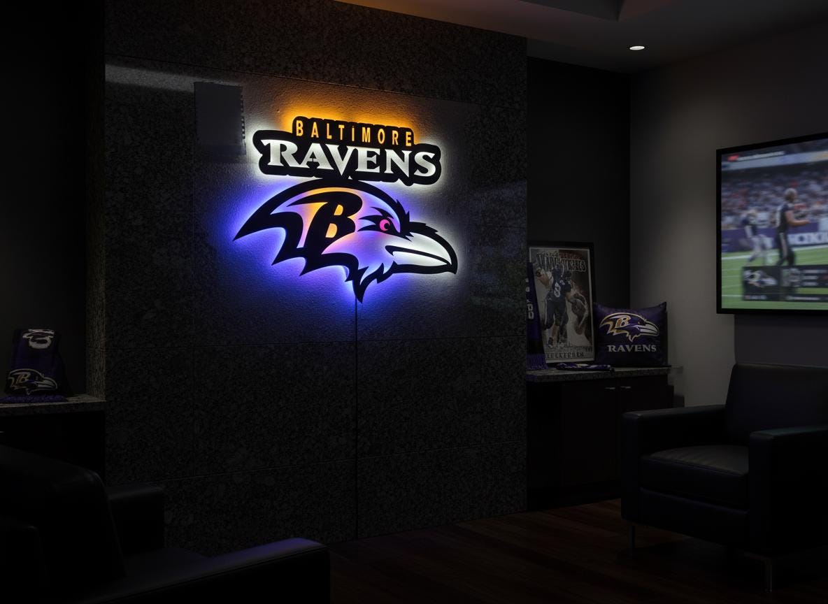 Baltimore Ravens Wall Art - NFL Football Logo Man Cave & Game Room Decor