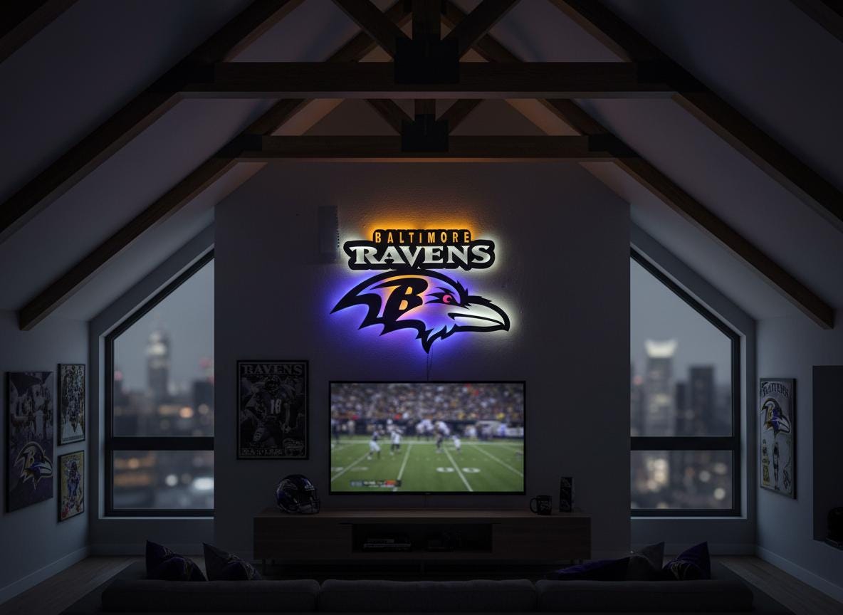 Baltimore Ravens Wall Art - NFL Football Logo Man Cave & Game Room Decor