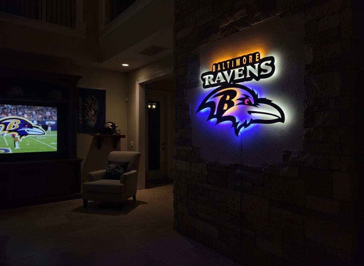 Baltimore Ravens Wall Art - NFL Football Logo Man Cave & Game Room Decor