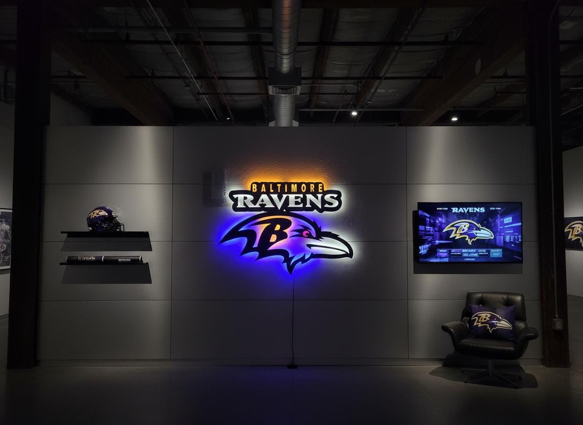 Baltimore Ravens Wall Art - NFL Football Logo Man Cave & Game Room Decor