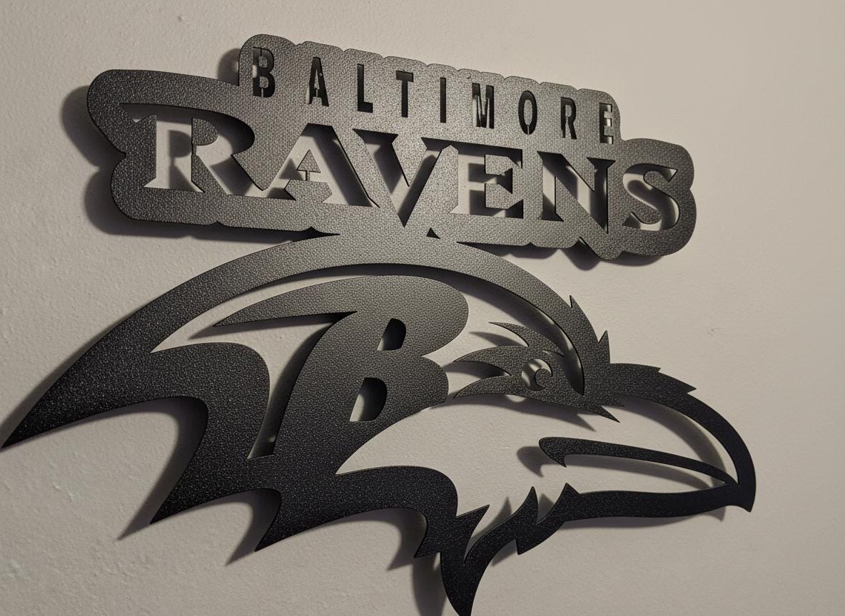 Baltimore Ravens Wall Art - NFL Football Logo Man Cave & Game Room Decor