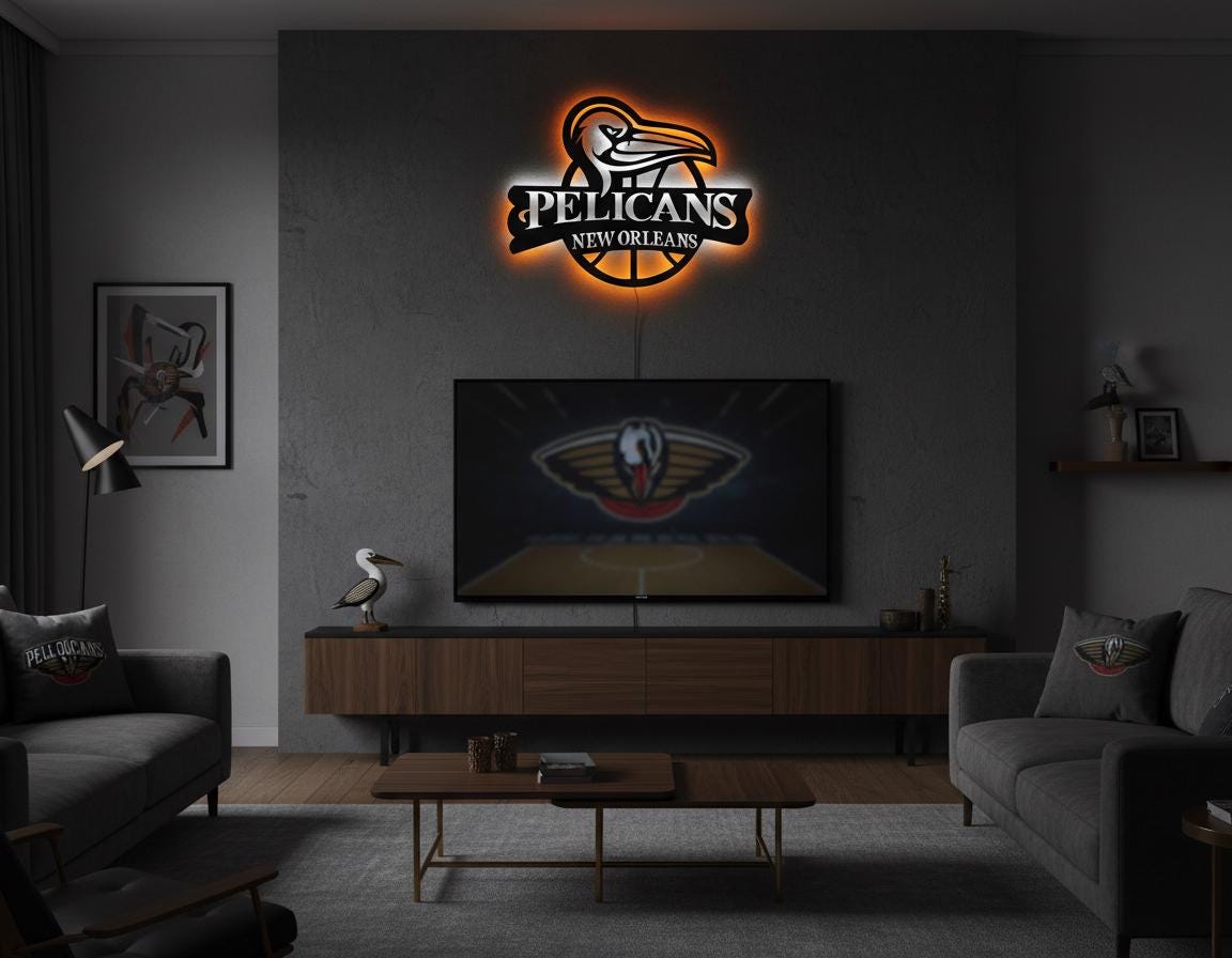 Pelicans Wall Art - NBA Team Logo - New Orleans Basketball Fan Game Room Decor