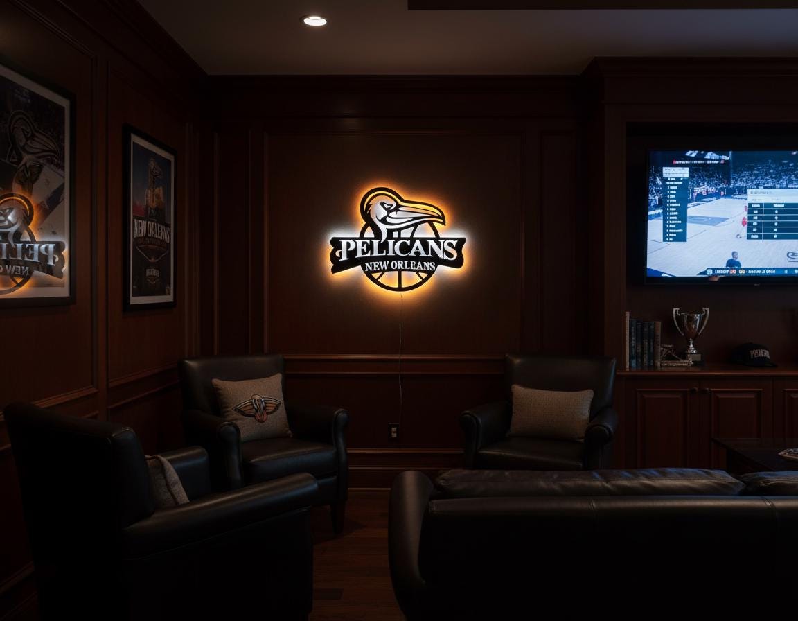 Pelicans Wall Art - NBA Team Logo - New Orleans Basketball Fan Game Room Decor