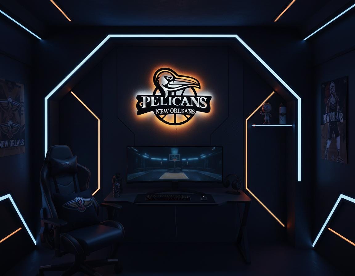 Pelicans Wall Art - NBA Team Logo - New Orleans Basketball Fan Game Room Decor