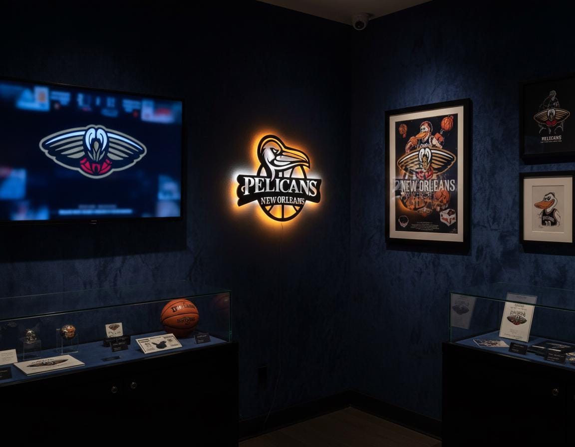 Pelicans Wall Art - NBA Team Logo - New Orleans Basketball Fan Game Room Decor