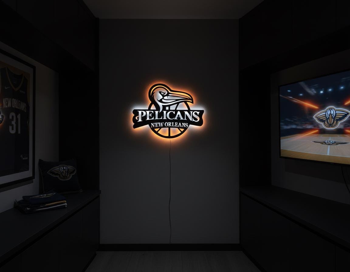 Pelicans Wall Art - NBA Team Logo - New Orleans Basketball Fan Game Room Decor
