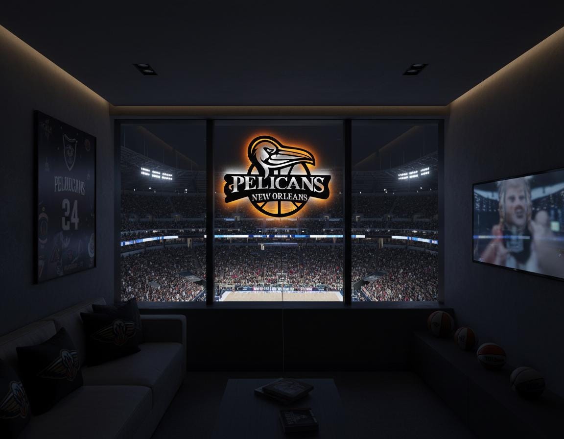 Pelicans Wall Art - NBA Team Logo - New Orleans Basketball Fan Game Room Decor