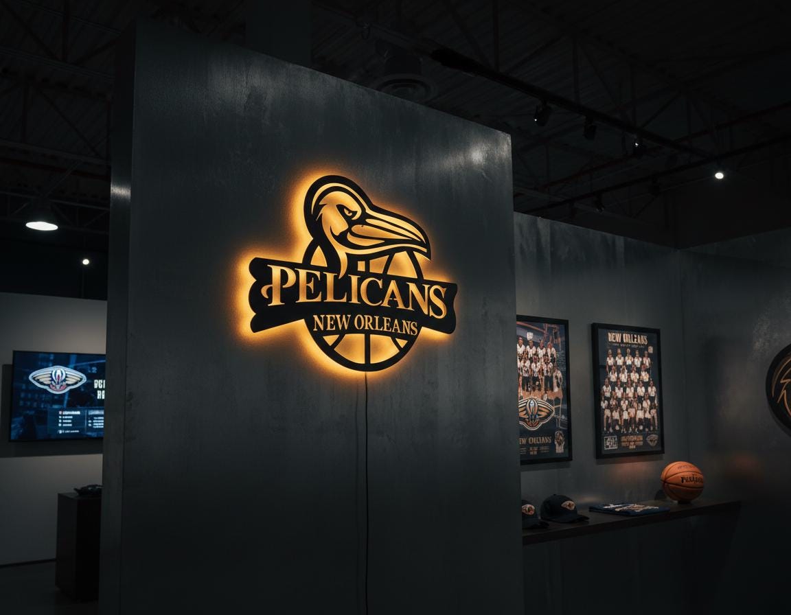 Pelicans Wall Art - NBA Team Logo - New Orleans Basketball Fan Game Room Decor