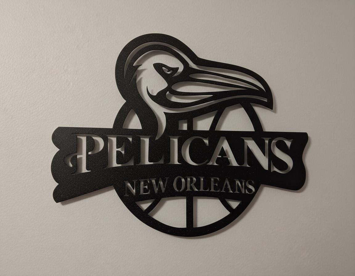 Pelicans Wall Art - NBA Team Logo - New Orleans Basketball Fan Game Room Decor