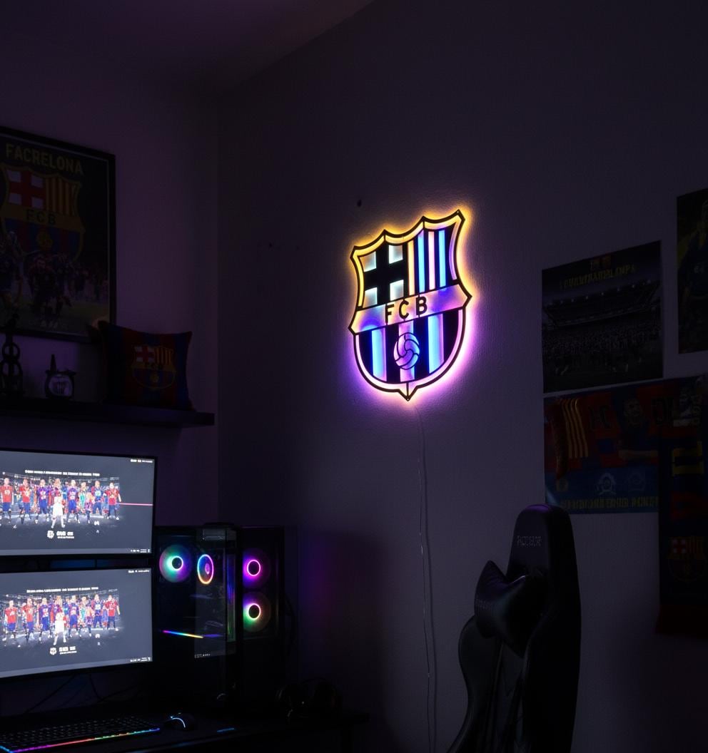 FC Barcelona Wall Art - Official Team Logo Soccer Fan Decor Game Room Gift