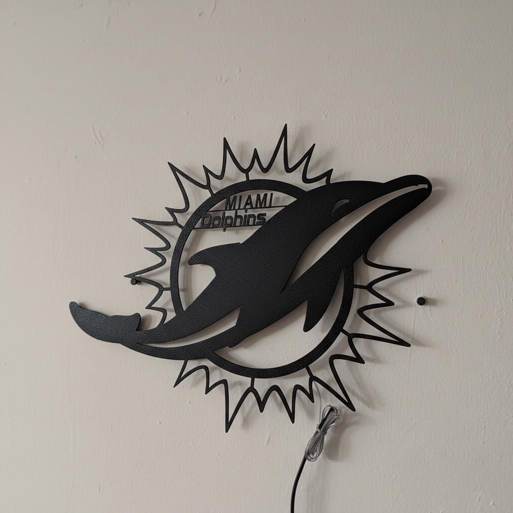 Miami Dolphins Wall Art - NFL Team Logo - Game Room Man Cave Decor Gift