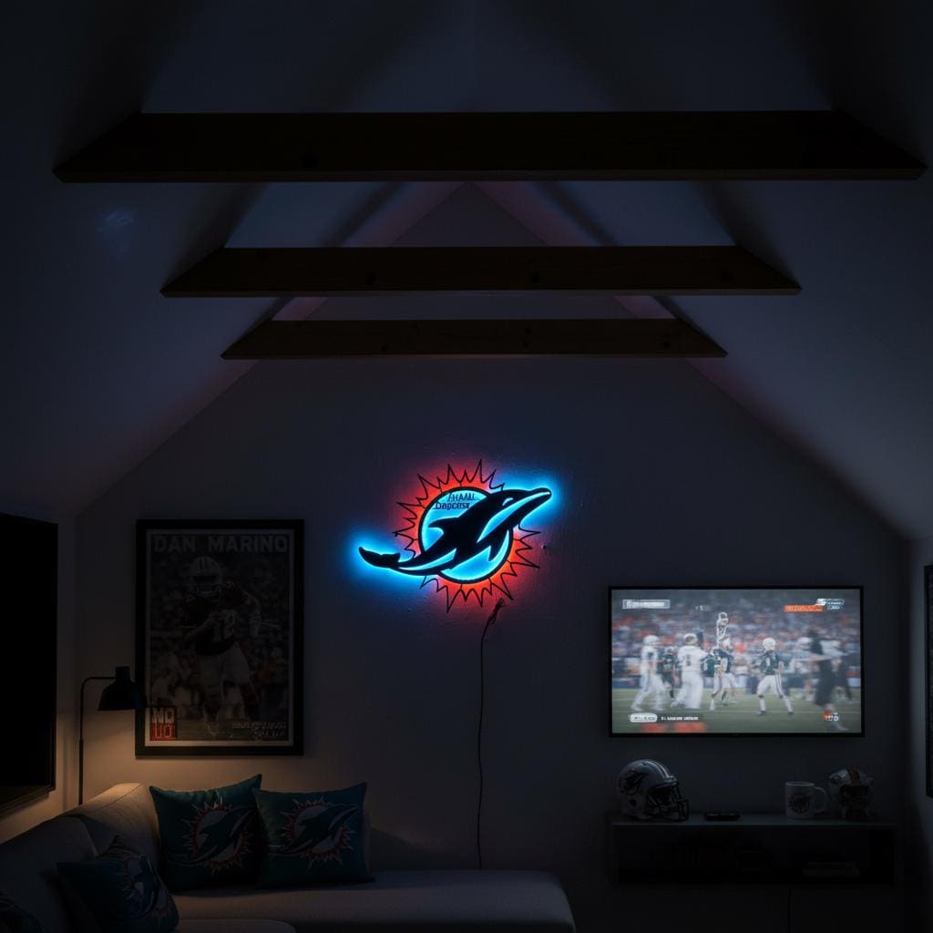 Miami Dolphins Wall Art - NFL Team Logo - Game Room Man Cave Decor Gift