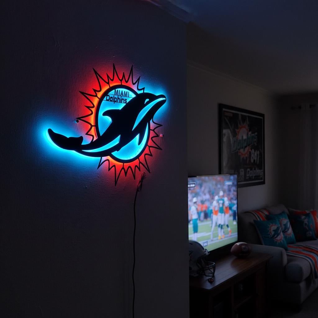 Miami Dolphins Wall Art - NFL Team Logo - Game Room Man Cave Decor Gift