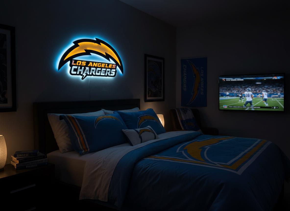 Chargers Wall Art - Los Angeles Bolt Logo NFL Game Room & Man Cave Decor