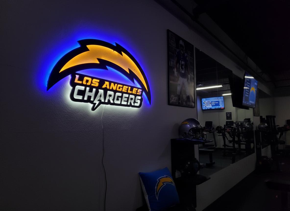 Chargers Wall Art - Los Angeles Bolt Logo NFL Game Room & Man Cave Decor