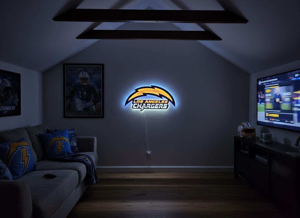 Chargers Wall Art - Los Angeles Bolt Logo NFL Game Room & Man Cave Decor